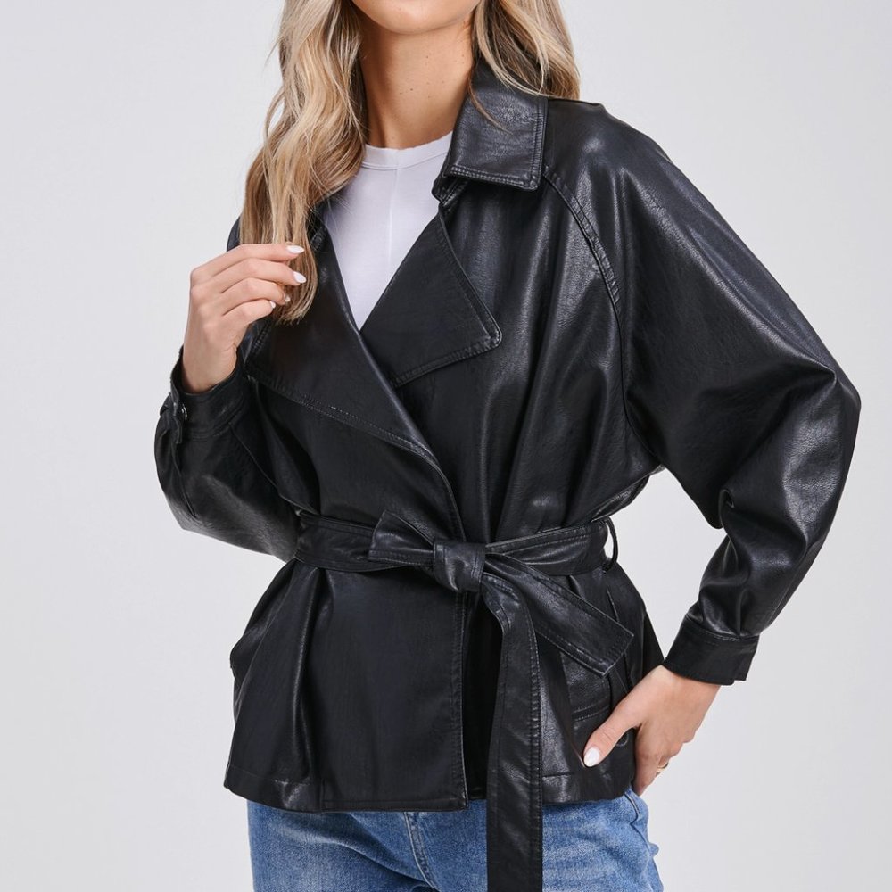 Domina Short Trench Leather Jacket